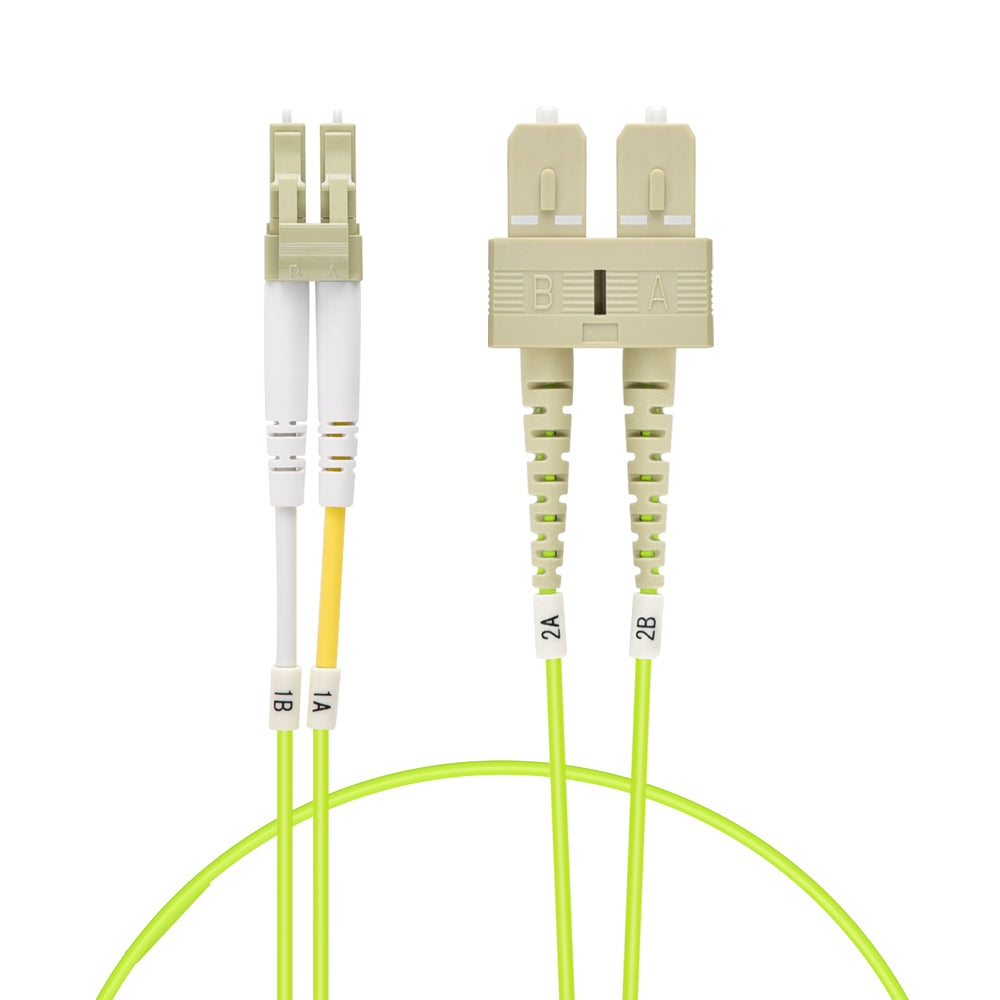 LC/UPC-SC/UPC OM5 Multimode Duplex OFNR 2.0mm Green Fiber Optic Patch Cable