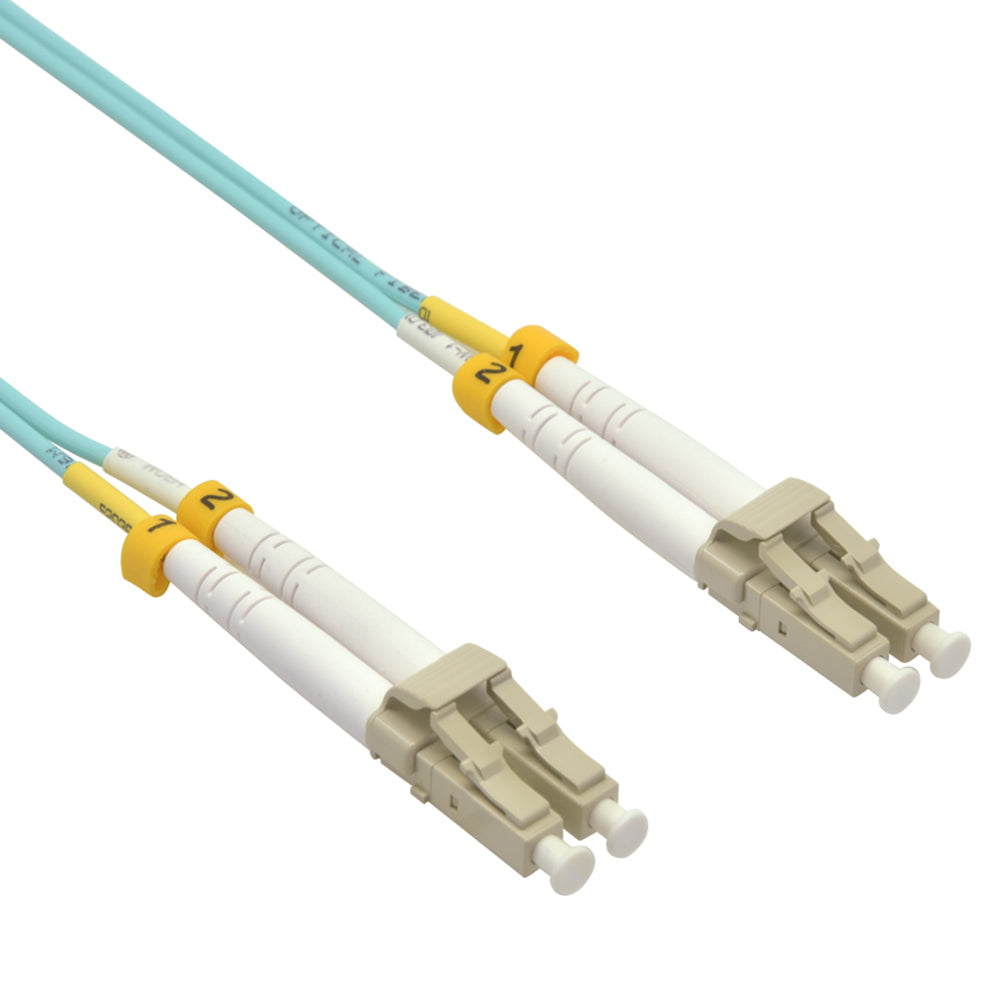 LC/UPC-LC/UPC OM3 Multimode Duplex OFNR 2.0mm Aqua Fiber Optic Patch Cable