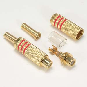 RCA Jack Metal Gold Plated Stripe w/Spring
