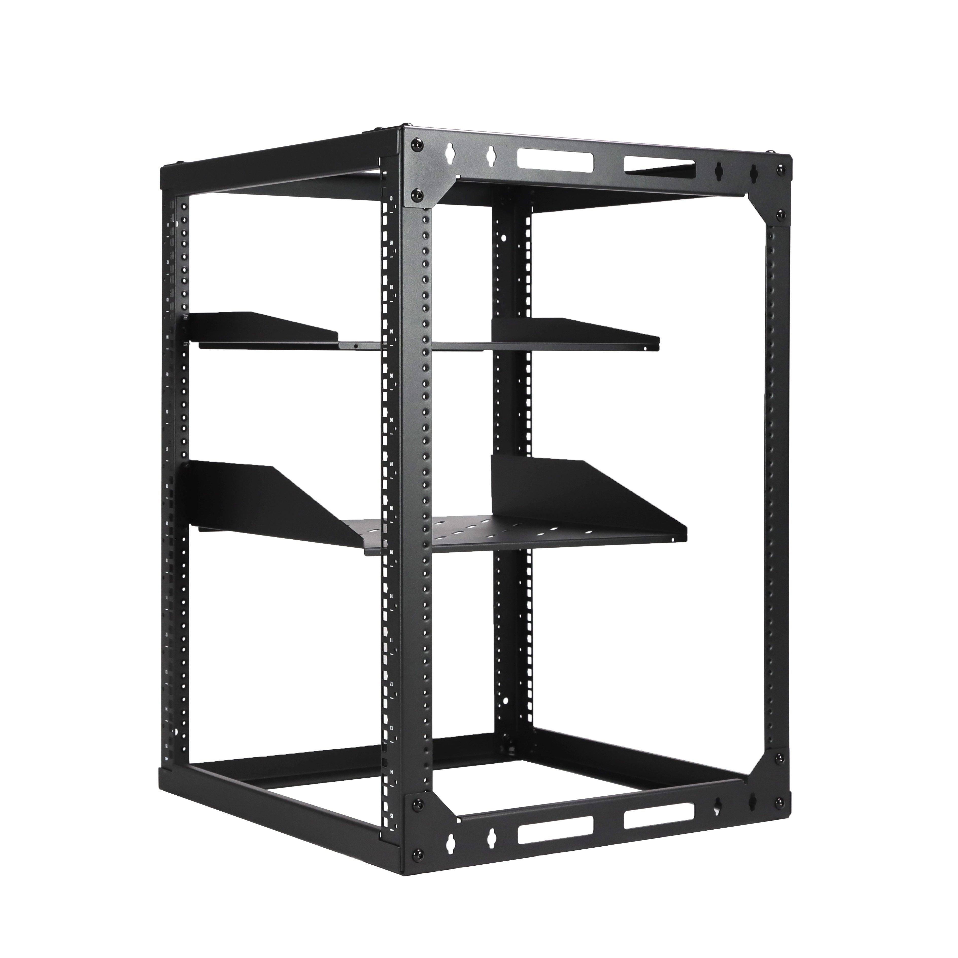 4-Post Wall Mount Open Frame Rack, Side Mount, Floor-Standing w/ Casters Flat Box