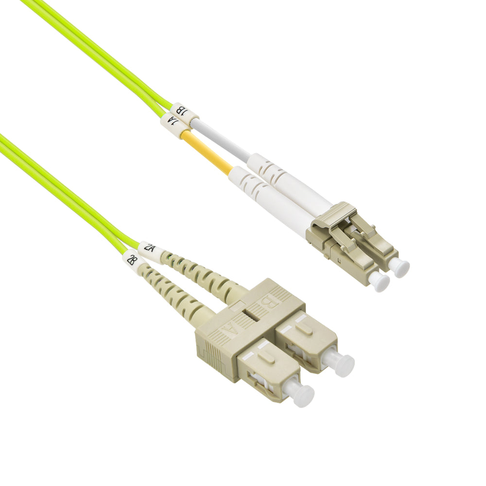 LC/UPC-SC/UPC OM5 Multimode Duplex OFNR 2.0mm Green Fiber Optic Patch Cable