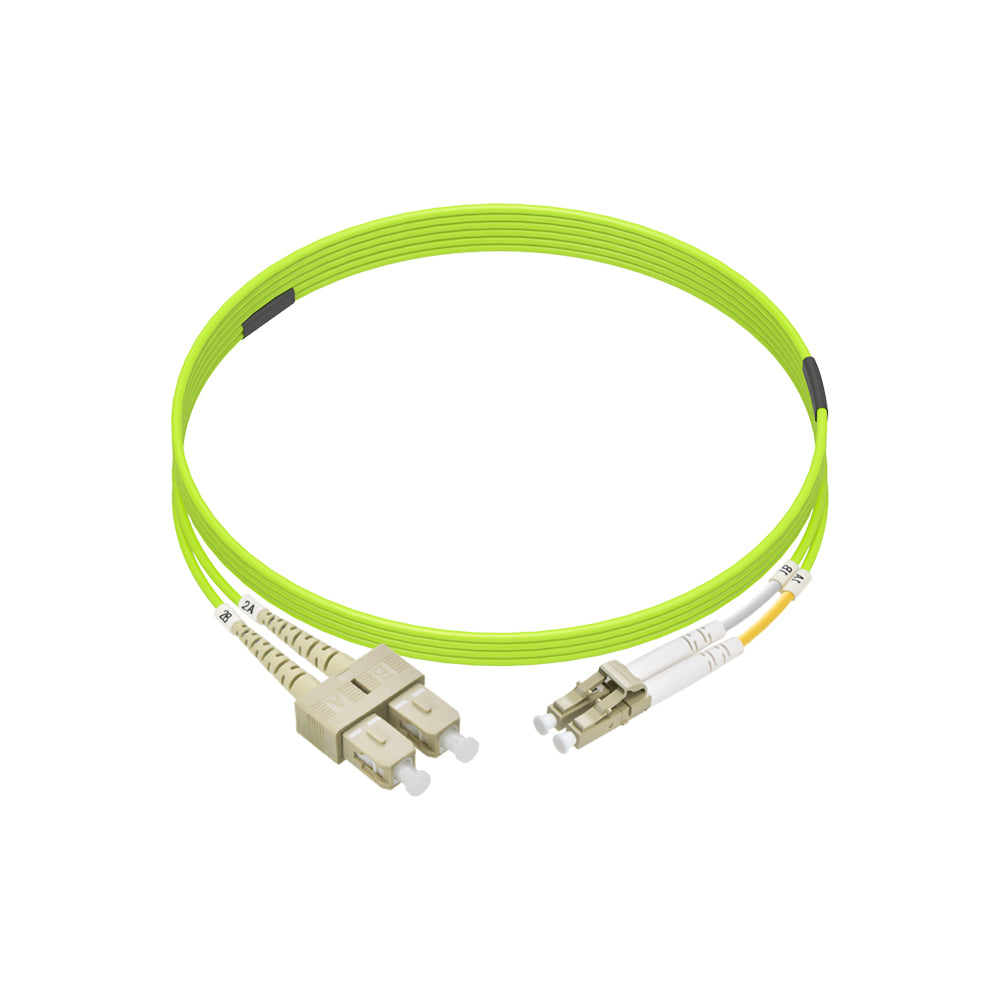 LC/UPC-SC/UPC OM5 Multimode Duplex OFNR 2.0mm Green Fiber Optic Patch Cable