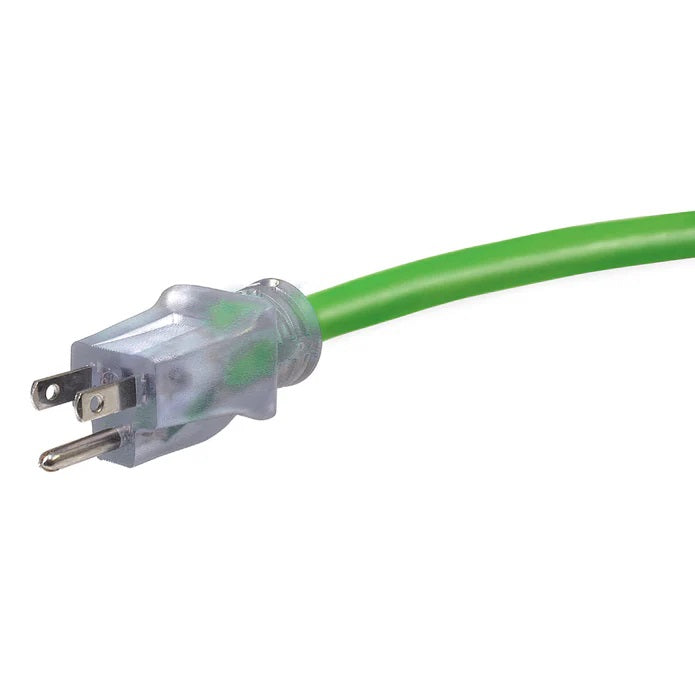 14/3 SJTW Green Power Extension Cord Lighted Clear Plug