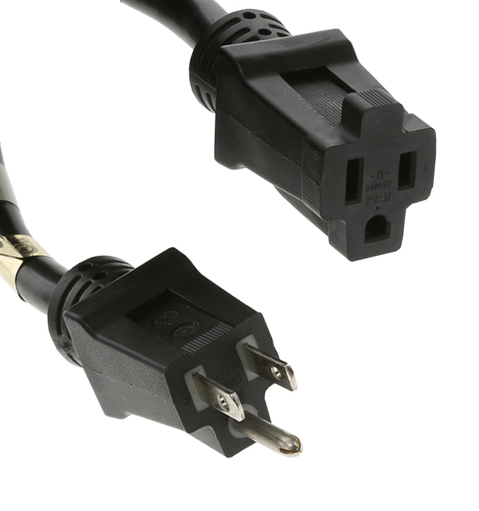 Heavy Duty Black Power Extension Cord SJTW 12/3 AWG