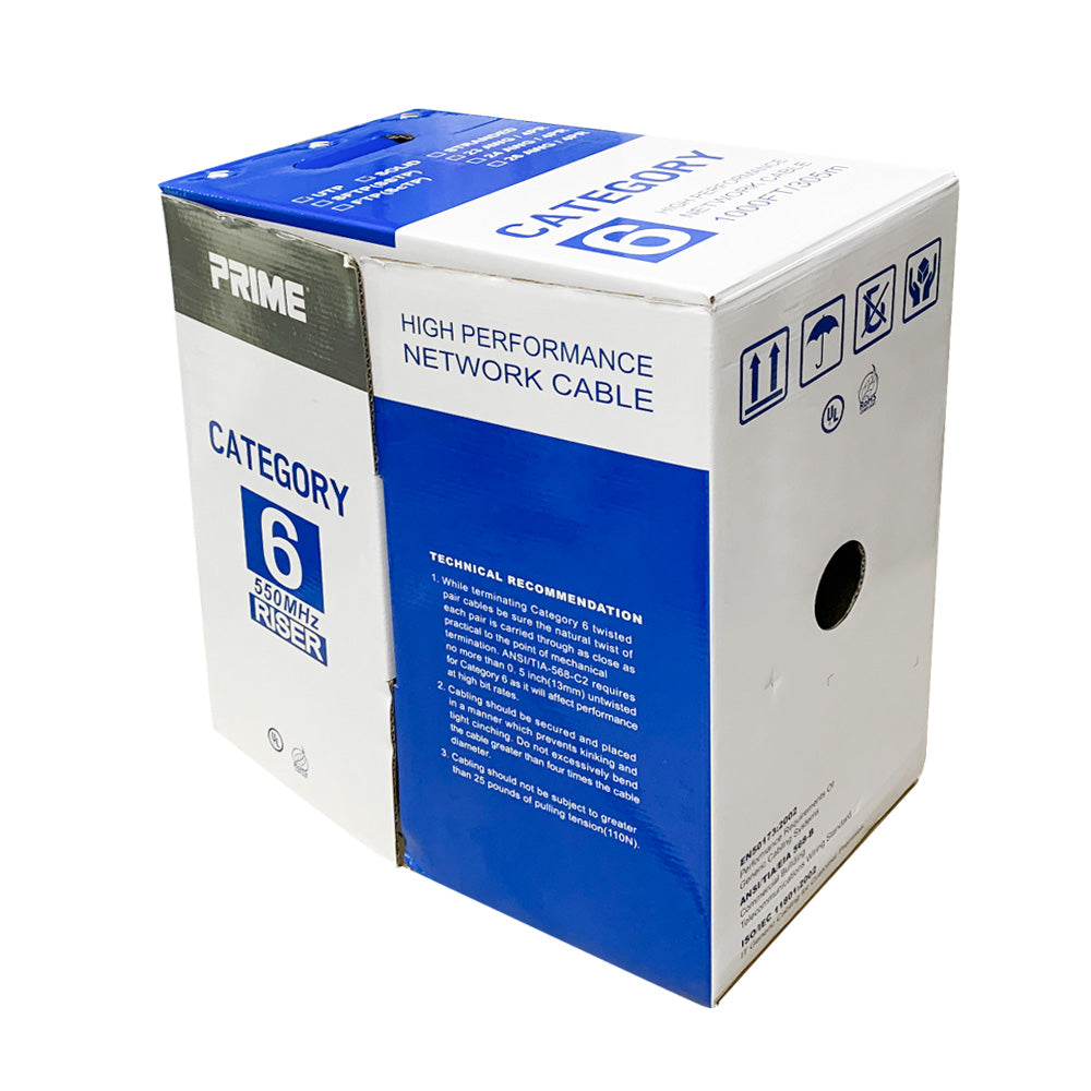 CAT6 UTP 23AWG Solid CMR Bulk Cable , UL Listed