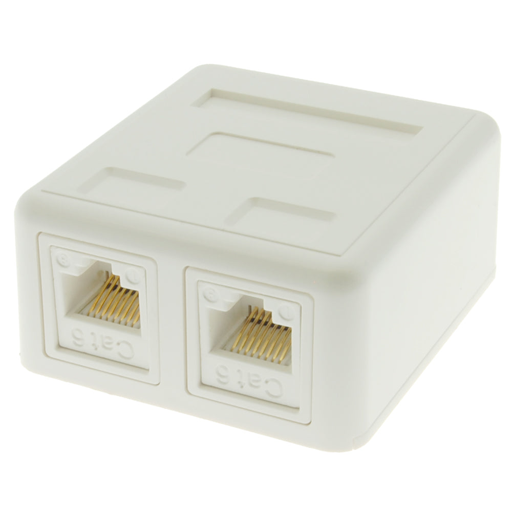 CAT6 2Port Surface Mount Box with  Keystone Jacks Built-in