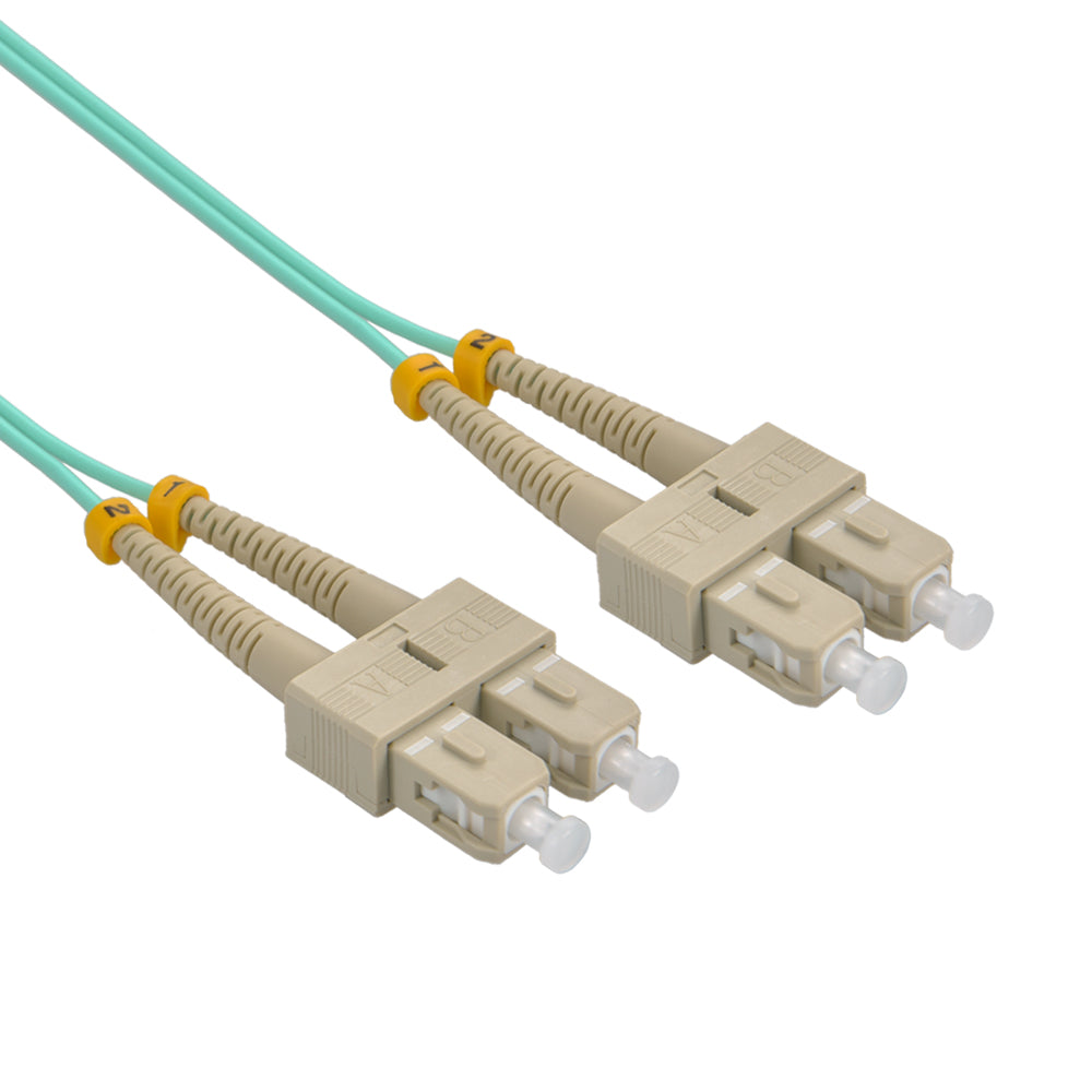 SC/UPC-SC/UPC OM3 Multimode Duplex OFNR 2.0mm Aqua Fiber Optic Patch Cable