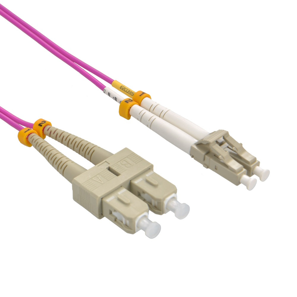 LC/UPC SC/UPC OM4 Multimode Duplex Erika Violet Fiber Optic Patch Cable