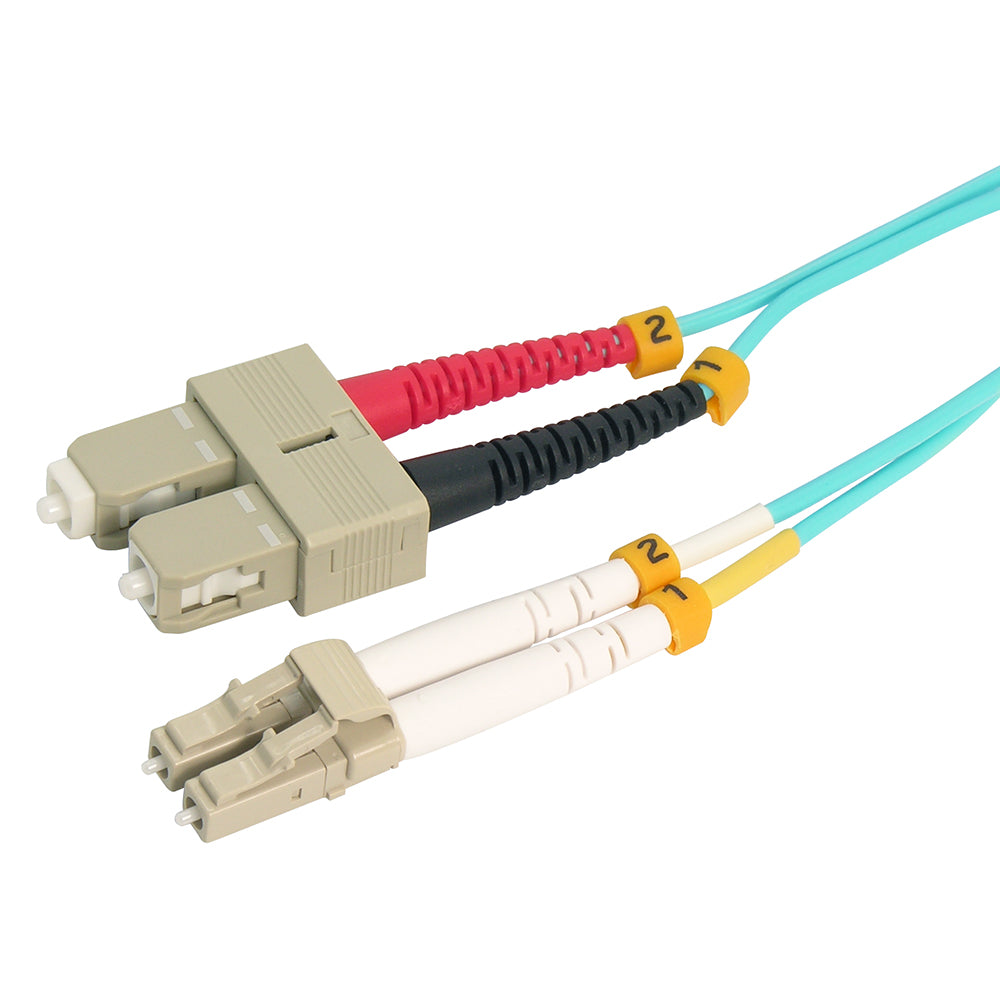 LC/UPC SC/UPC OM4 Multimode Duplex OFNR 2.0mm Aqua Fiber Optic Patch Cable