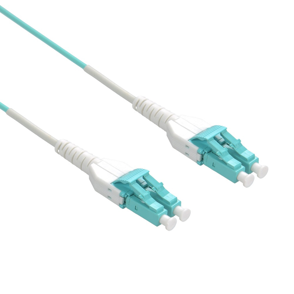 Uniboot LC/UPC-LC/UPC OM3 Multimode Duplex OFNR 2.0mm Aqua Fiber Optic Patch Cable Standard
