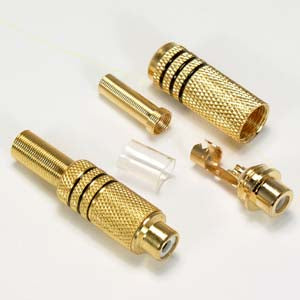RCA Jack Metal Gold Plated  Stripe w/Spring
