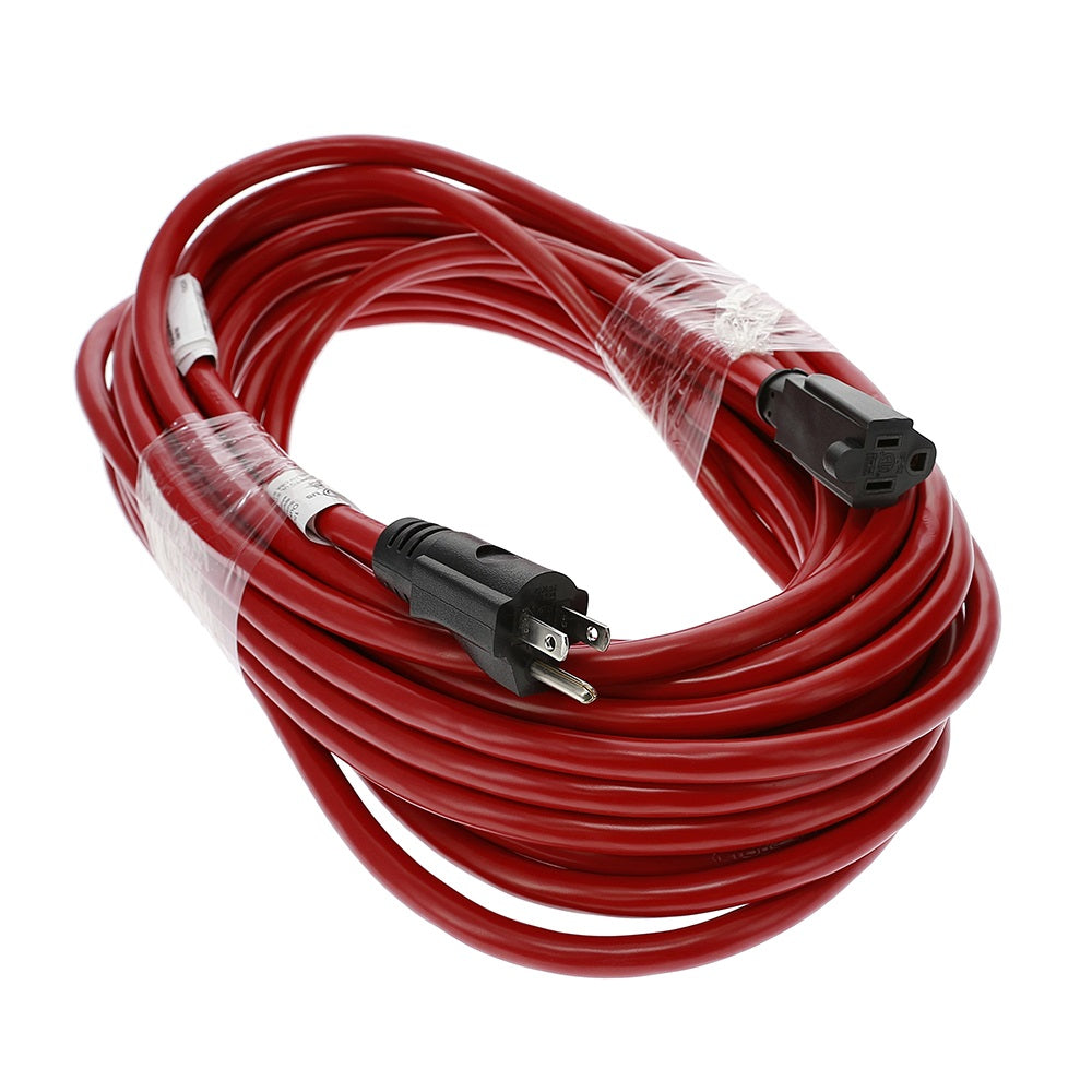 12/3 SJTW Red Power Extension Cord,  Plug