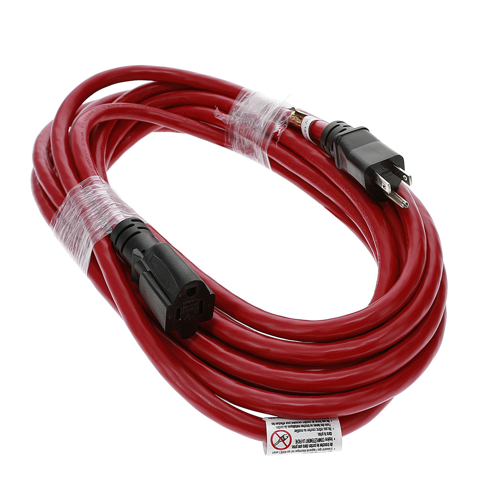 12/3 SJTW Red Power Extension Cord,  Plug